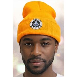 Cap Beanie Orange Masonic with Logo